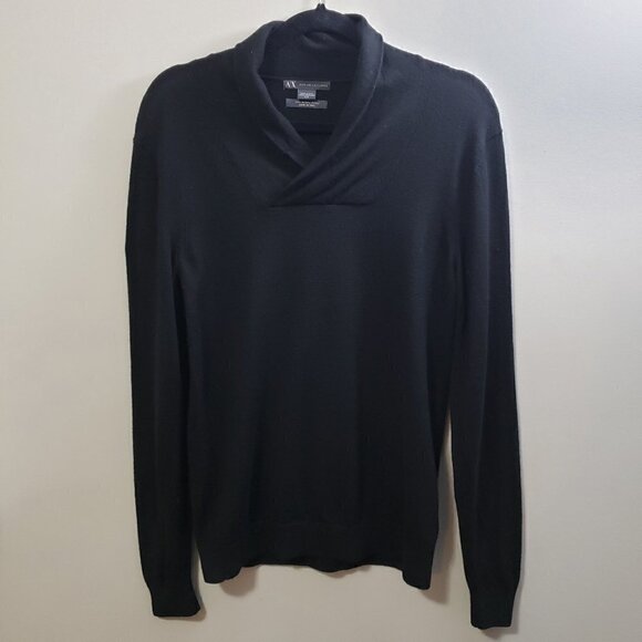 Armani Exchange * Black 100% Merino Sweater * Sz M - Picture 2 of 8